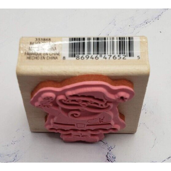 Santa Claus Candy Cane Winter Christmas Holiday Design Craft Smart Rubber Stamp - Picture 4 of 7